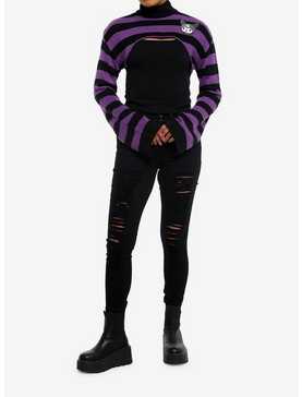 Kuromi Black & Purple Stripe Bolero Girls Crop Shrug, , hi-res
