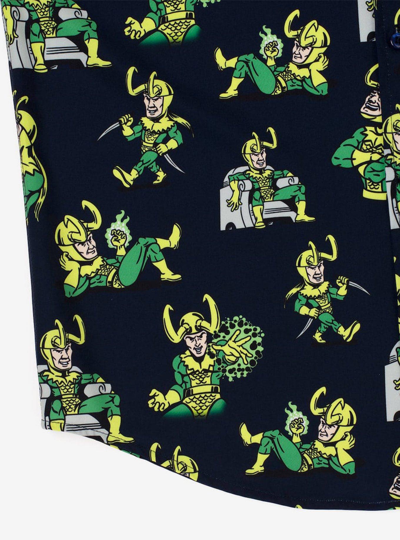 RSVLTS Marvel Loki "God of Mischief" Button-Up Shirt, BLUE, alternate