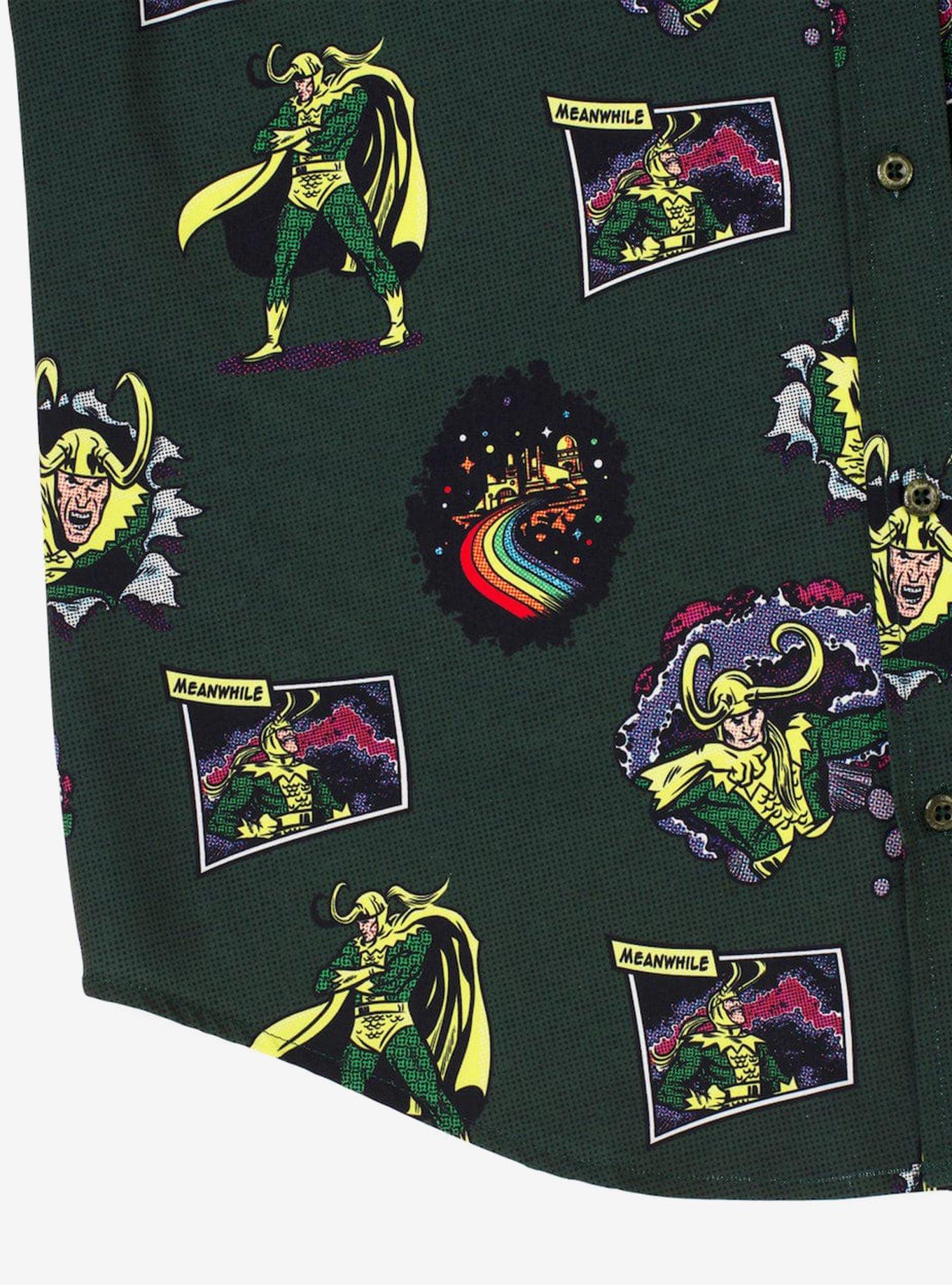 RSVLTS Marvel Loki "The Trickster" Button-Up Shirt, GREEN, alternate