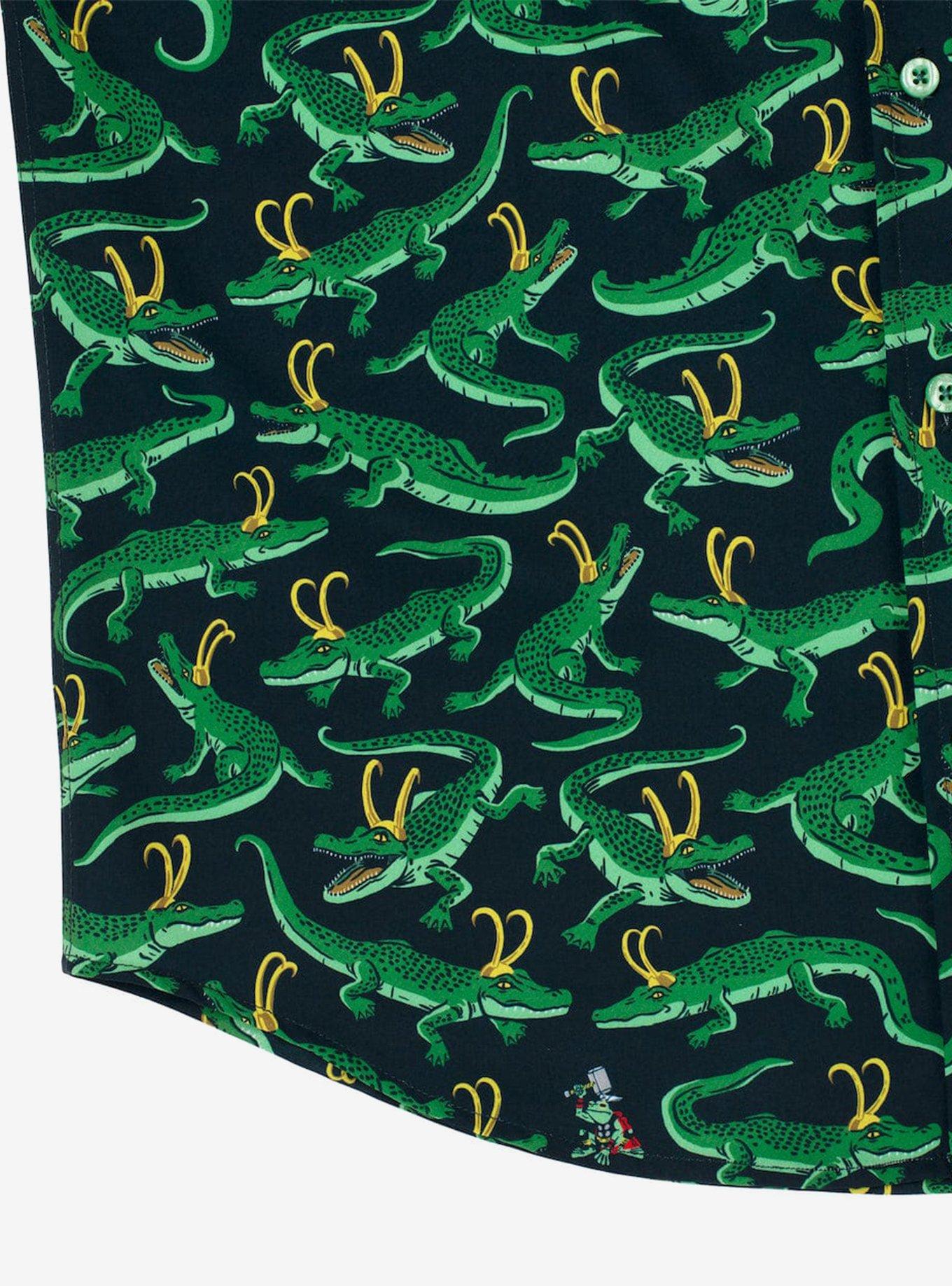 RSVLTS Marvel Loki "The Nexus Event" Button-Up Shirt, GREEN, alternate