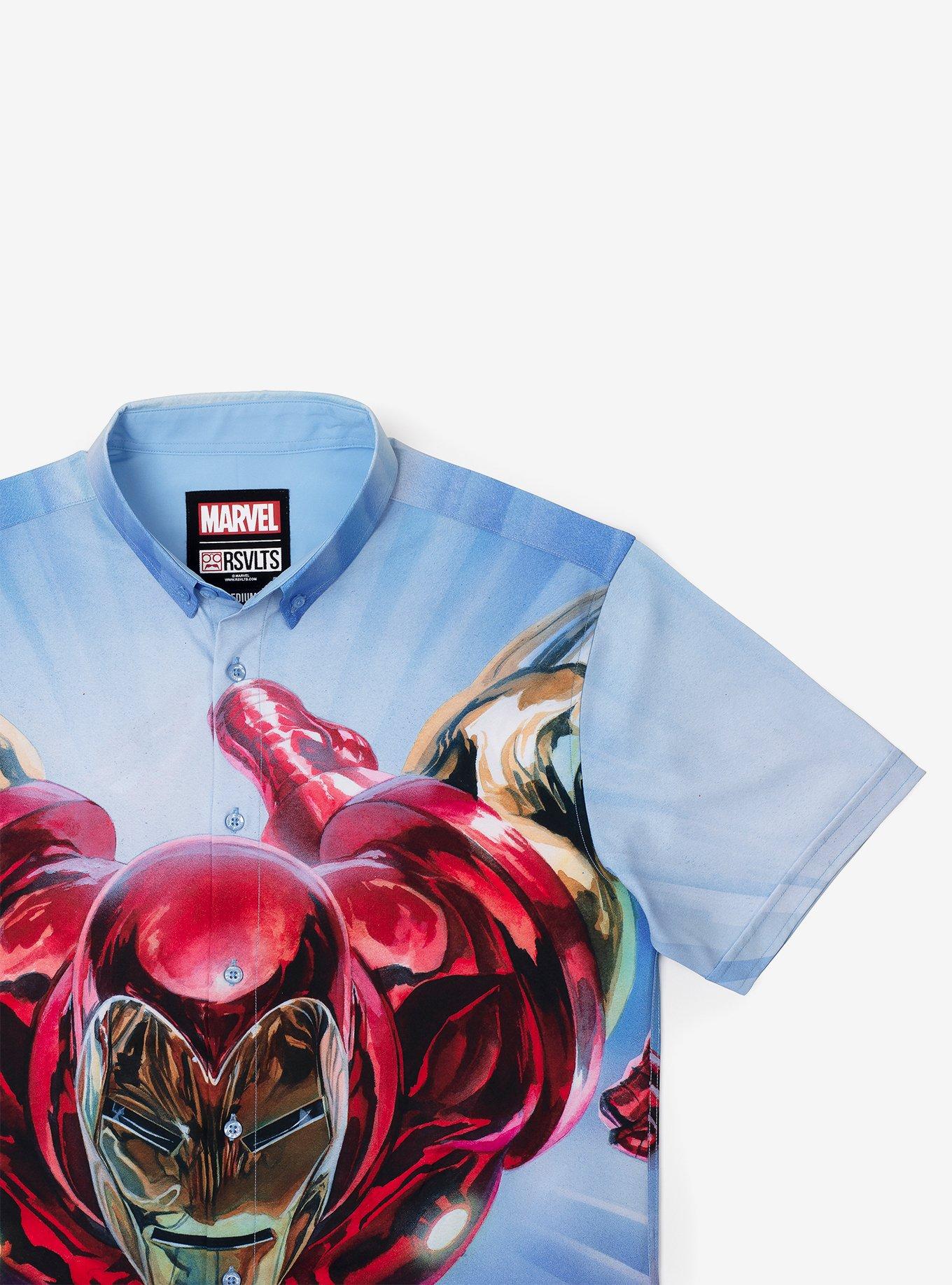 RSVLTS Marvel Iron Man "The Invincible" Button-Up Shirt, BLUE, alternate