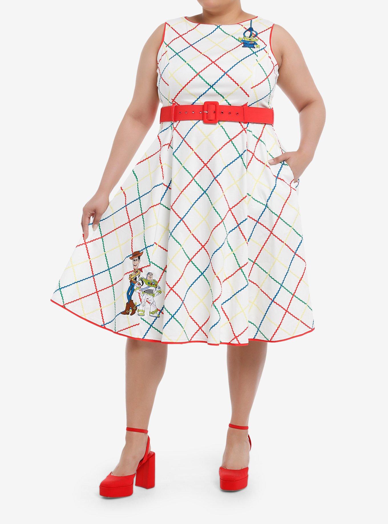 Her Universe Disney Pixar Toy Story Plaid Retro Belt Dress Plus Size, , hi-res