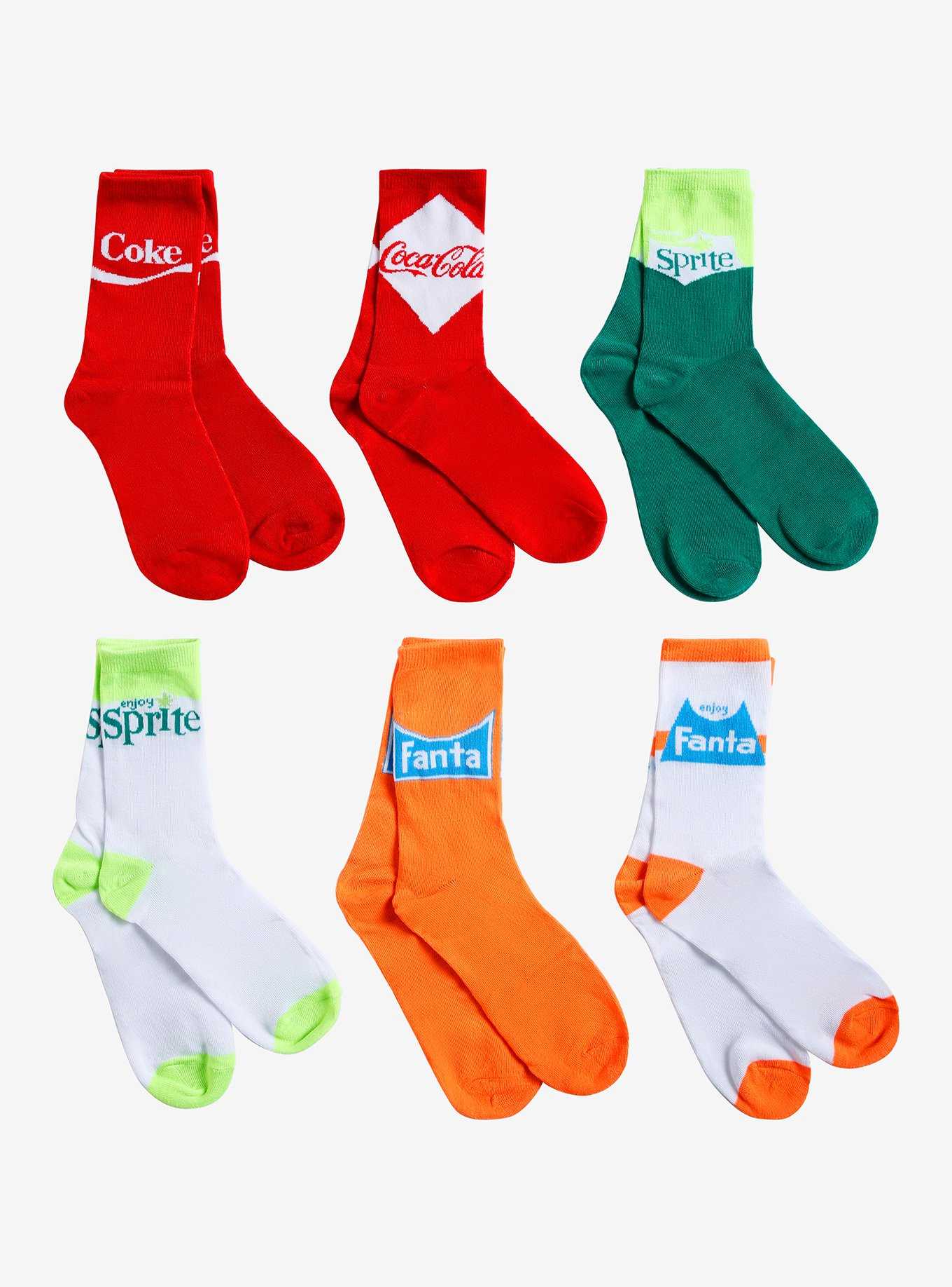 Coca-Cola Soft Drinks Crew Socks 6 Pair, , hi-res