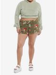 Froggie Mushroom Sherpa Girls Lounge Shorts Plus Size, SAGE, alternate