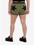 Green & Black Star Girls Lounge Shorts Plus Size, ARMY GREEN, alternate