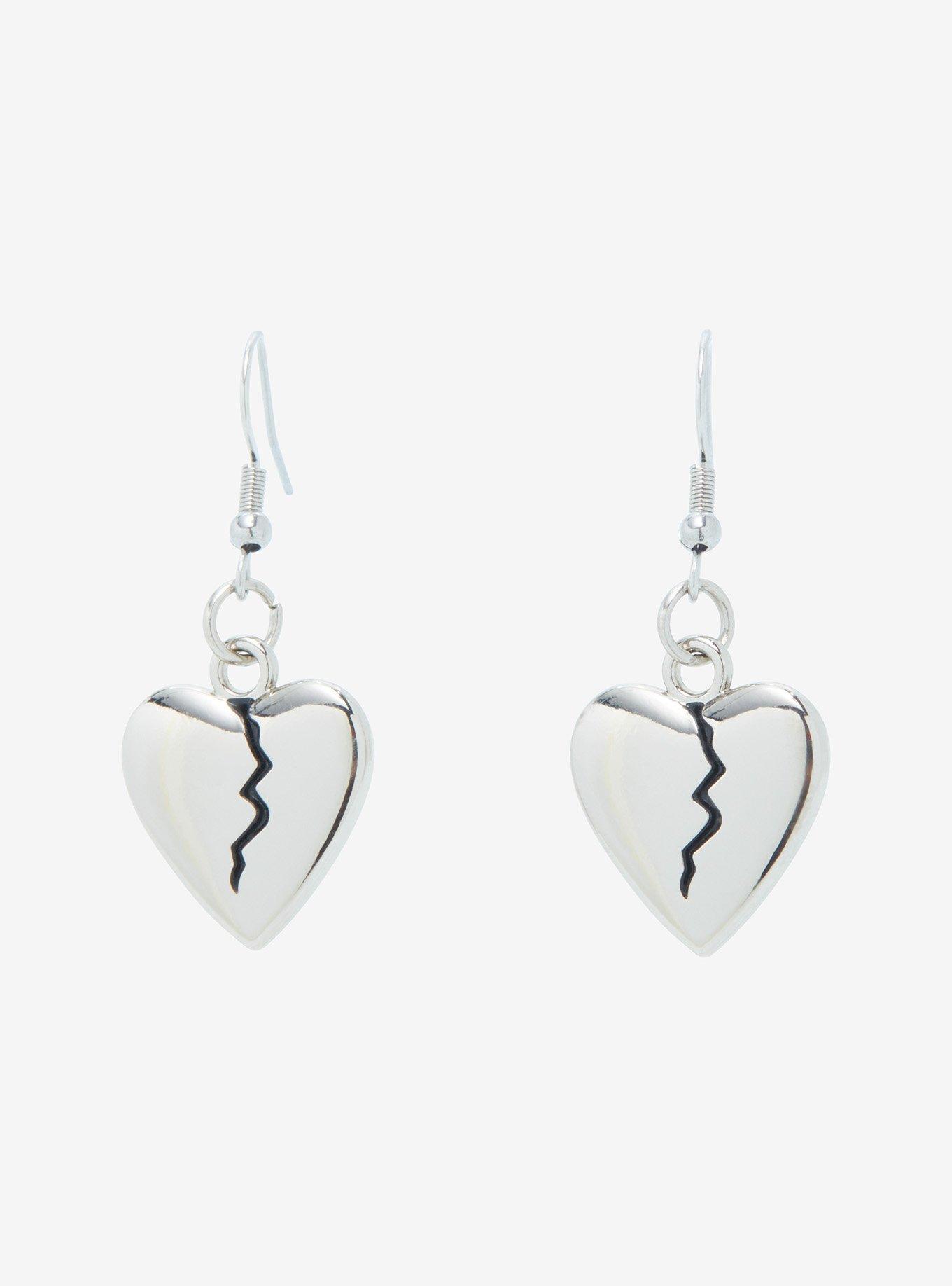 Rock Rebel Broken Heart Earrings, , hi-res