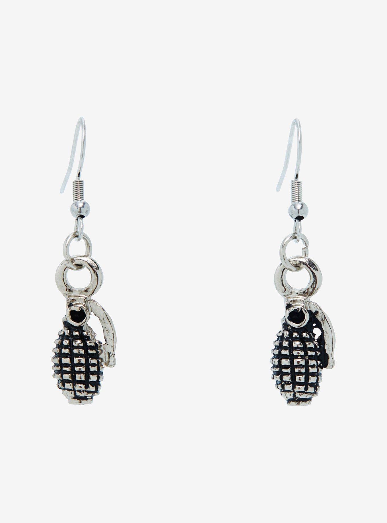 Rock Rebel Grenade Earrings, , alternate