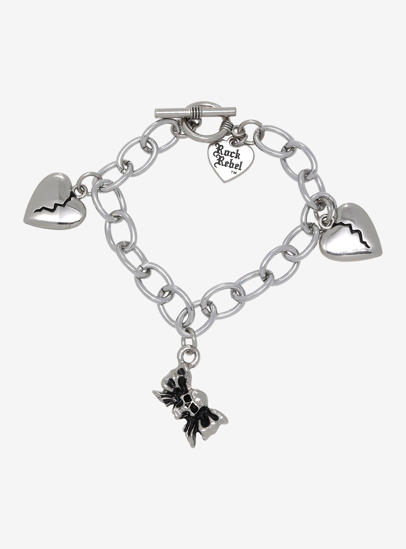 Rock Rebel Broken Heart Charm Bracelet, , alternate