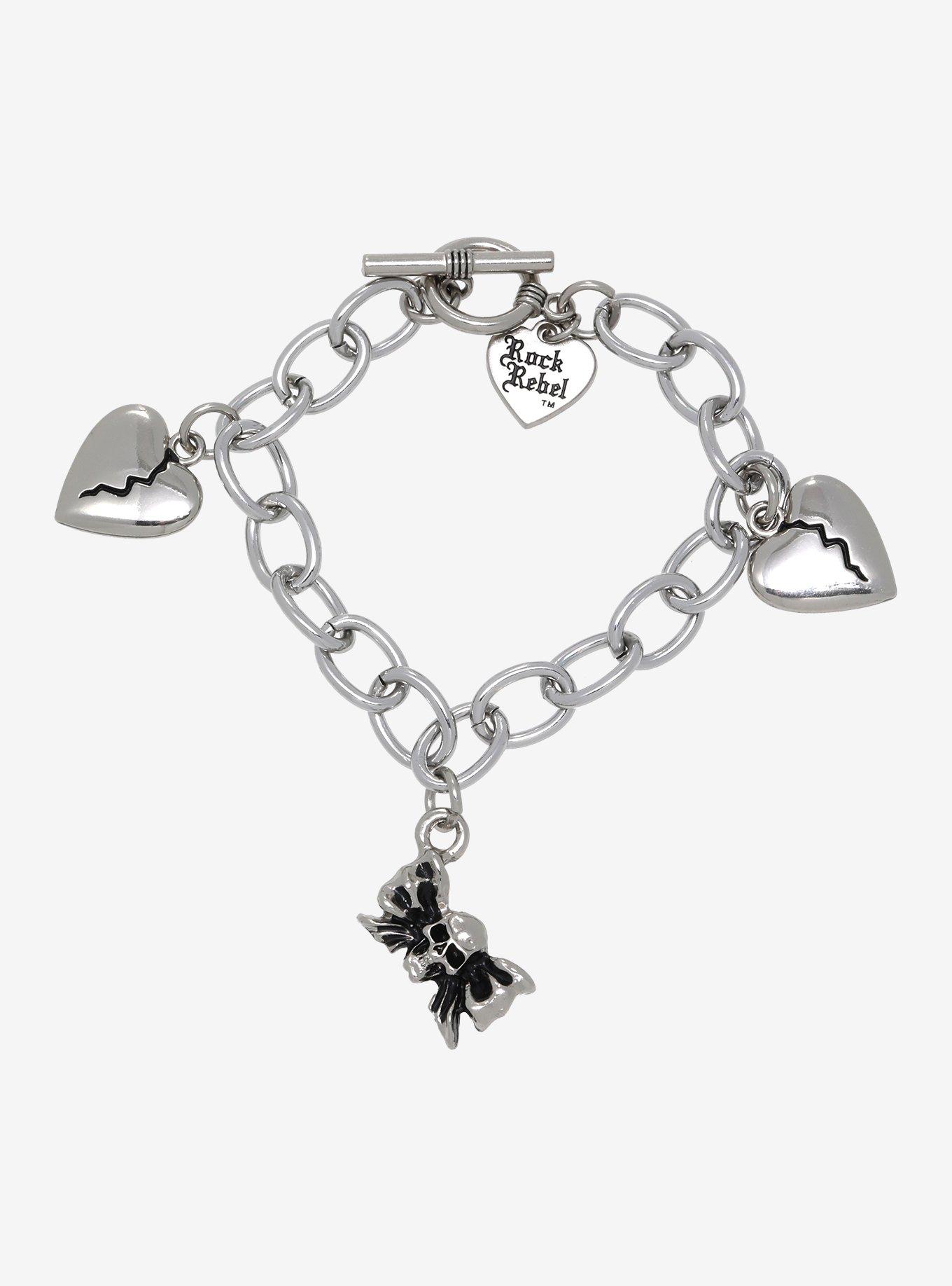 Rock Rebel Broken Heart Charm Bracelet, , hi-res