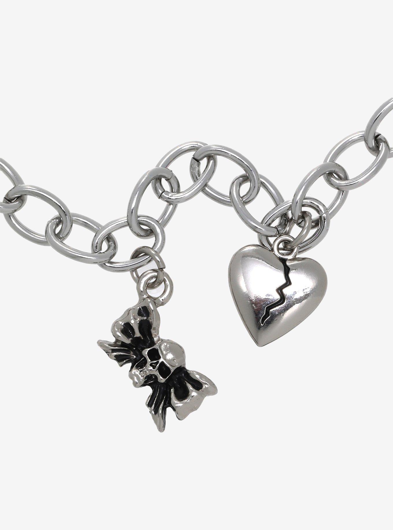 Rock Rebel Broken Heart Charm Bracelet, , alternate