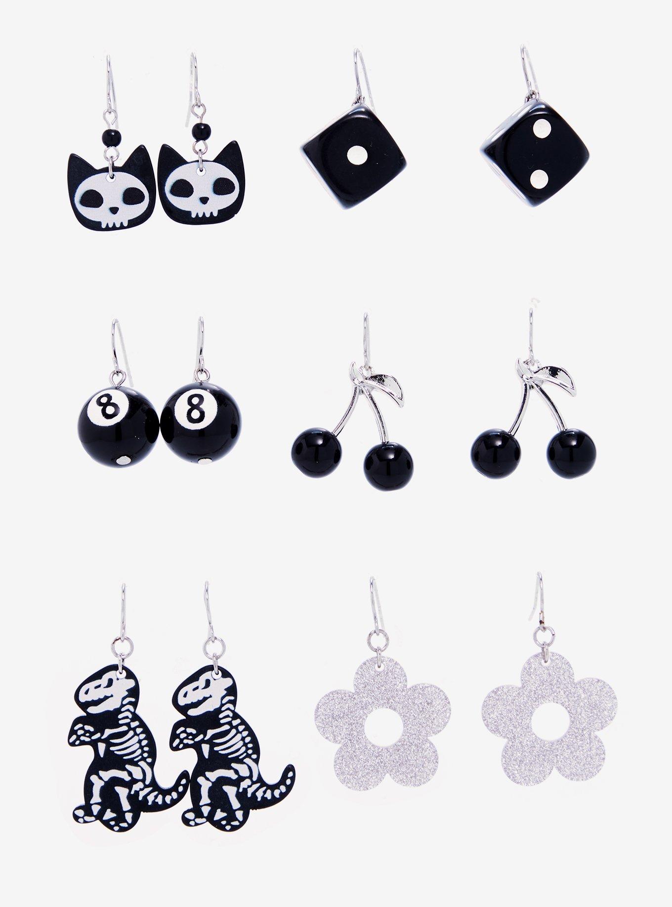 8 Ball Cherry Dice Drop Earrings, , alternate