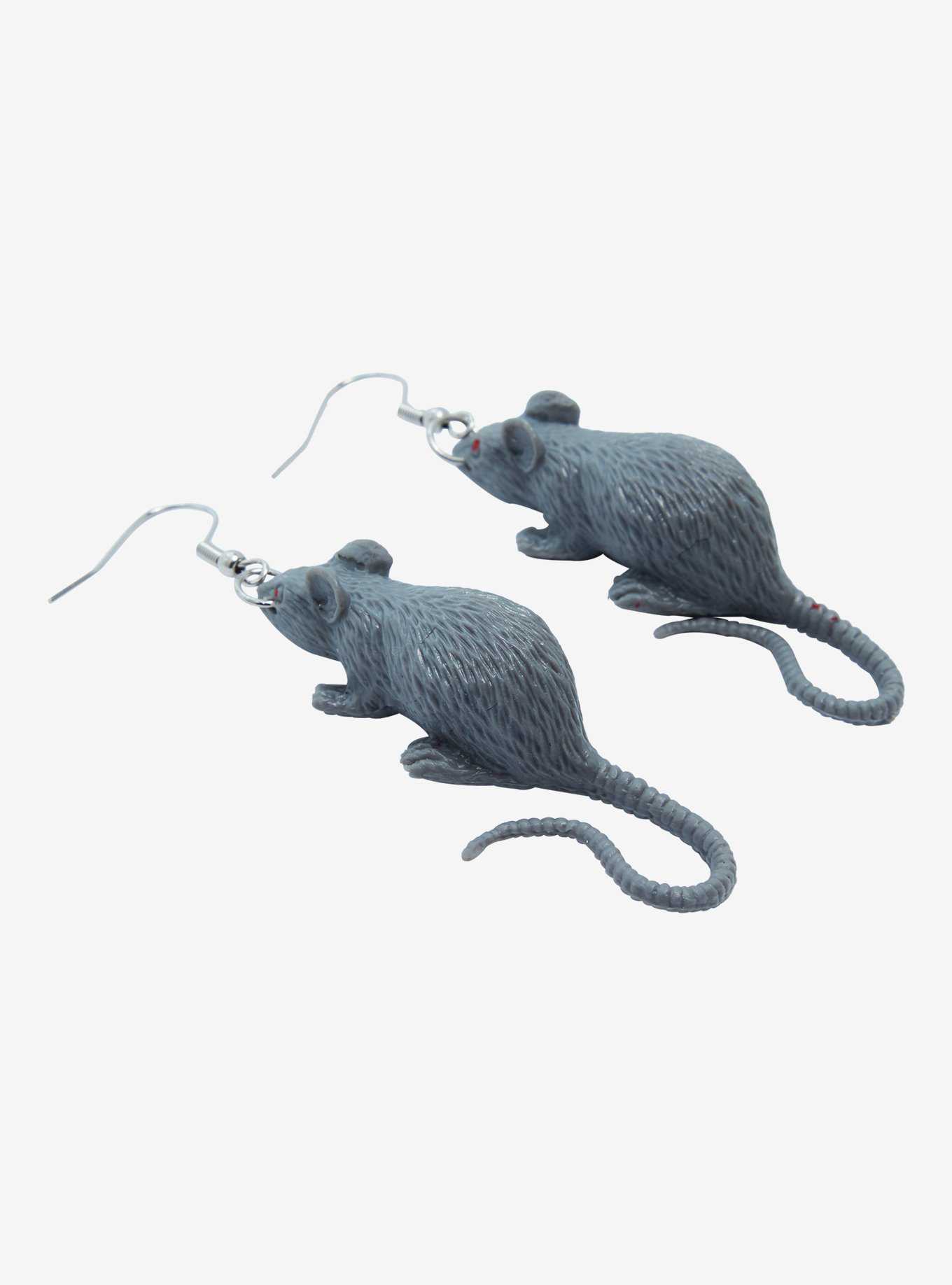 Grey Rat Figural Drop Earrings, , hi-res