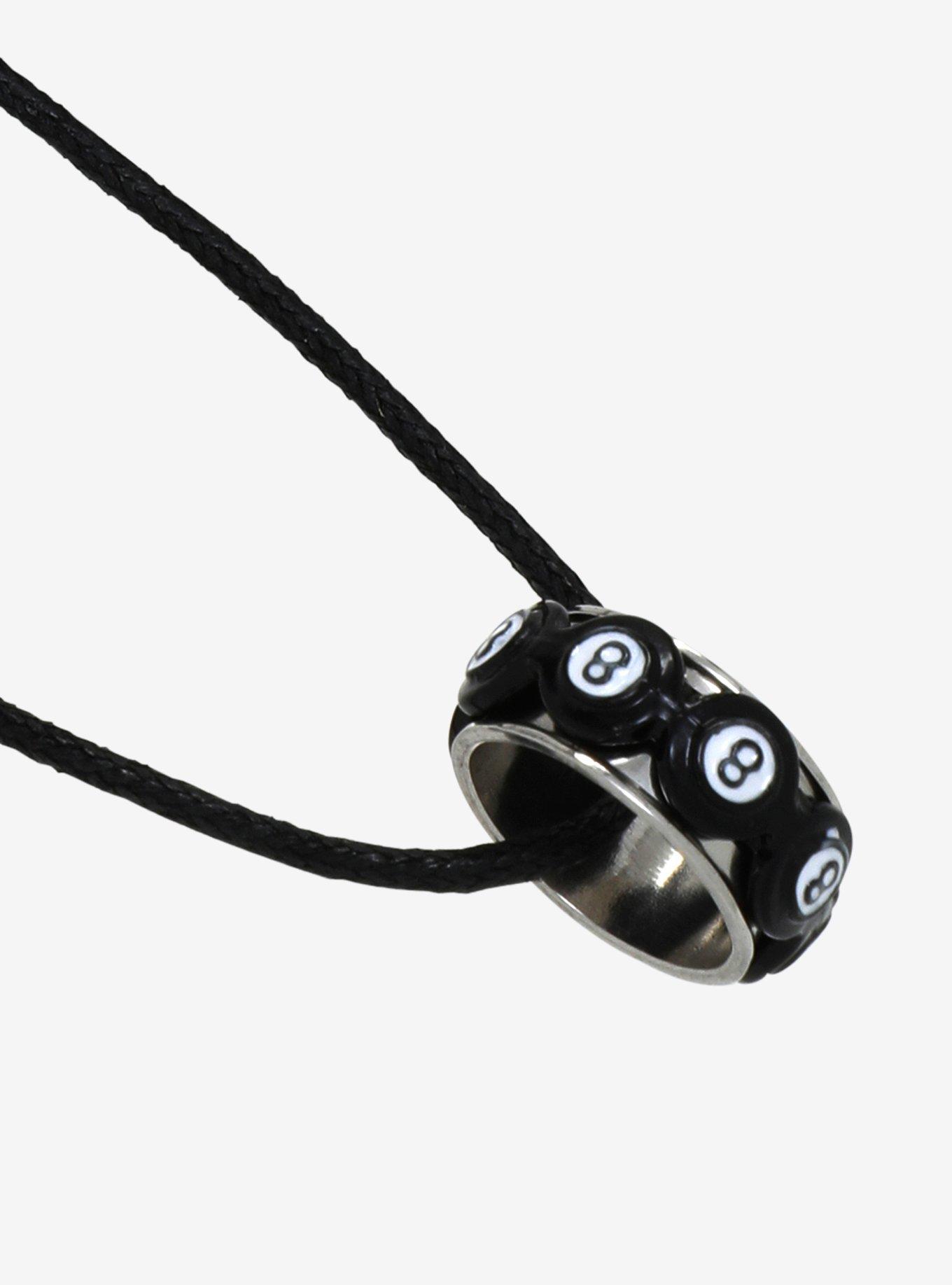 Social Collision® 8 Ball Spinner Ring Cord Necklace, , alternate