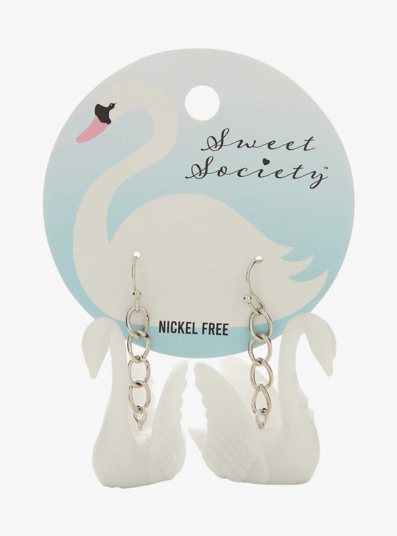 Sweet Society® Figural White Swan Earrings, , hi-res