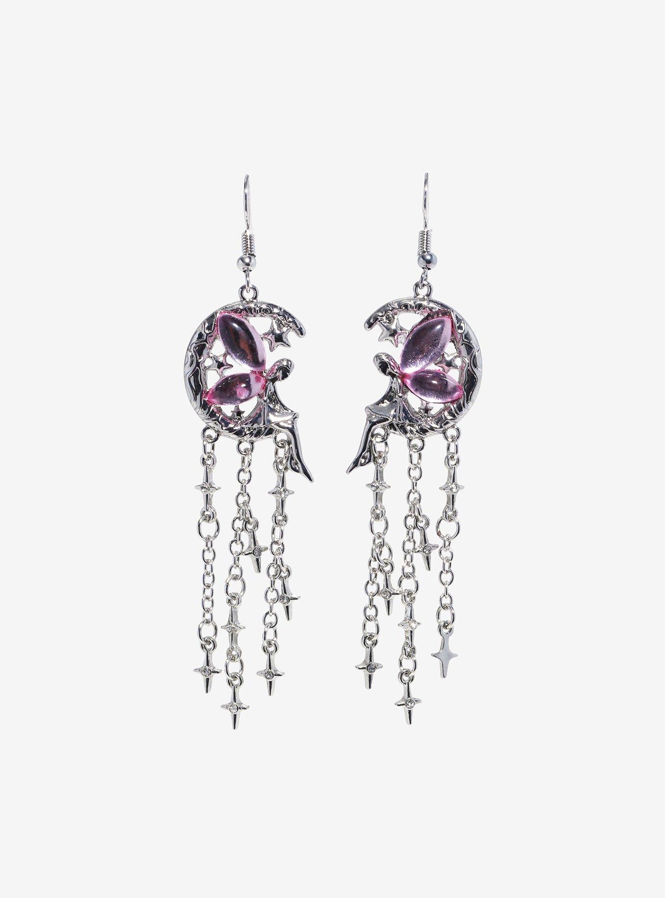 Cosmic Aura Fairy Moon Drop Earrings, , alternate