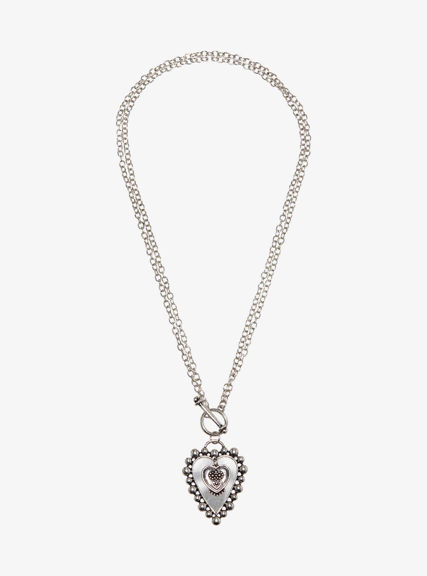Sweet Society Heart Chain Toggle Necklace, , hi-res
