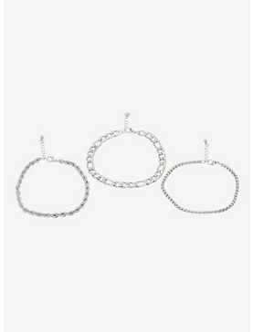 Silver Chain Guys Bracelet Set, , hi-res