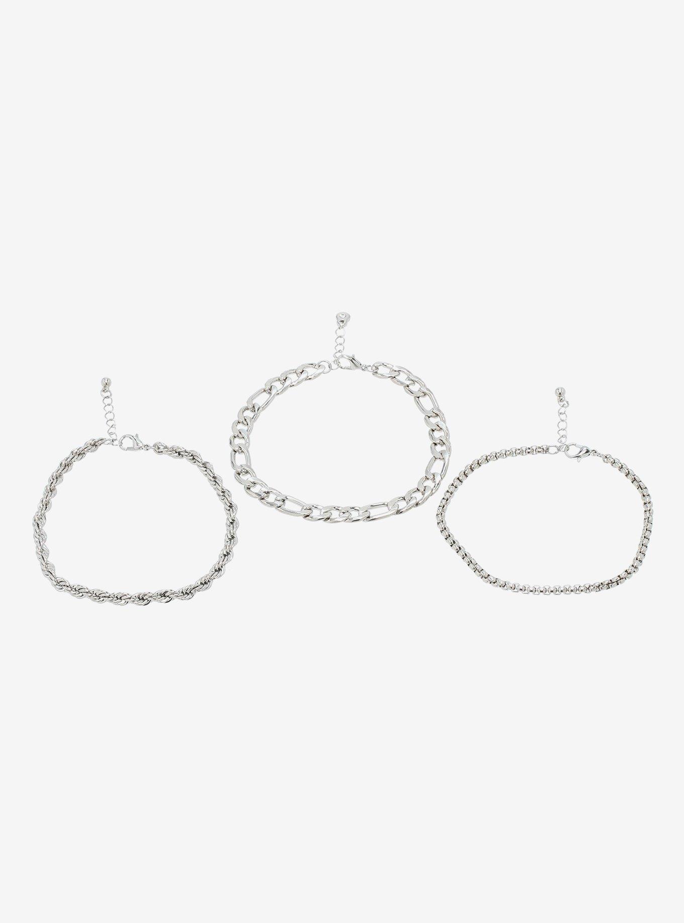 Silver Chain Guys Bracelet Set, , alternate