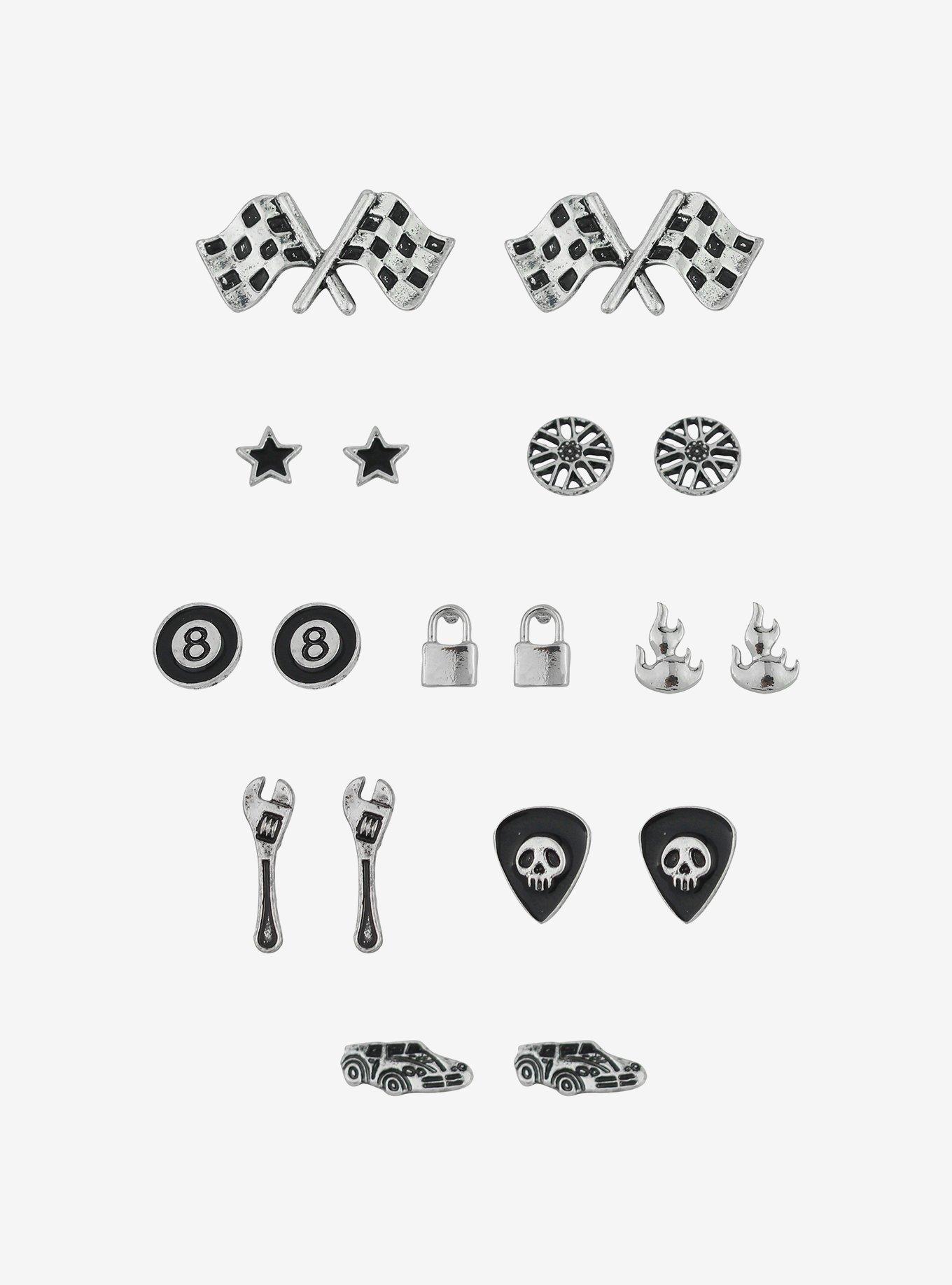 Social Collision® Race Car Rock N' Roll Stud Earring Set, , alternate