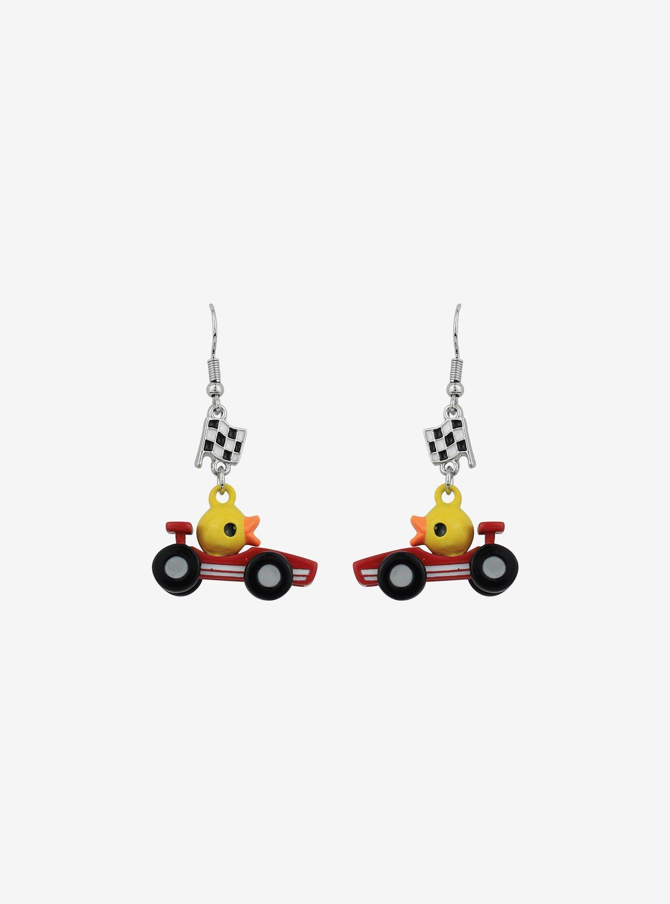 Rubber Duckie Race Car Drop Earrings, , alternate