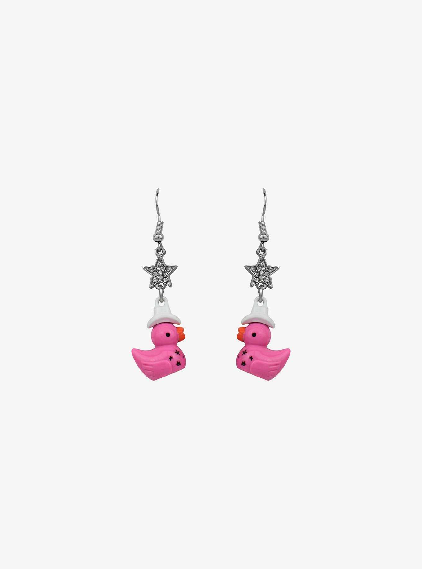 Sweet Society Pink Cowboy Duck Earrings, , hi-res