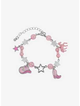 Sweet Society Pink Cowgirl Beaded Charm Bracelet, , hi-res