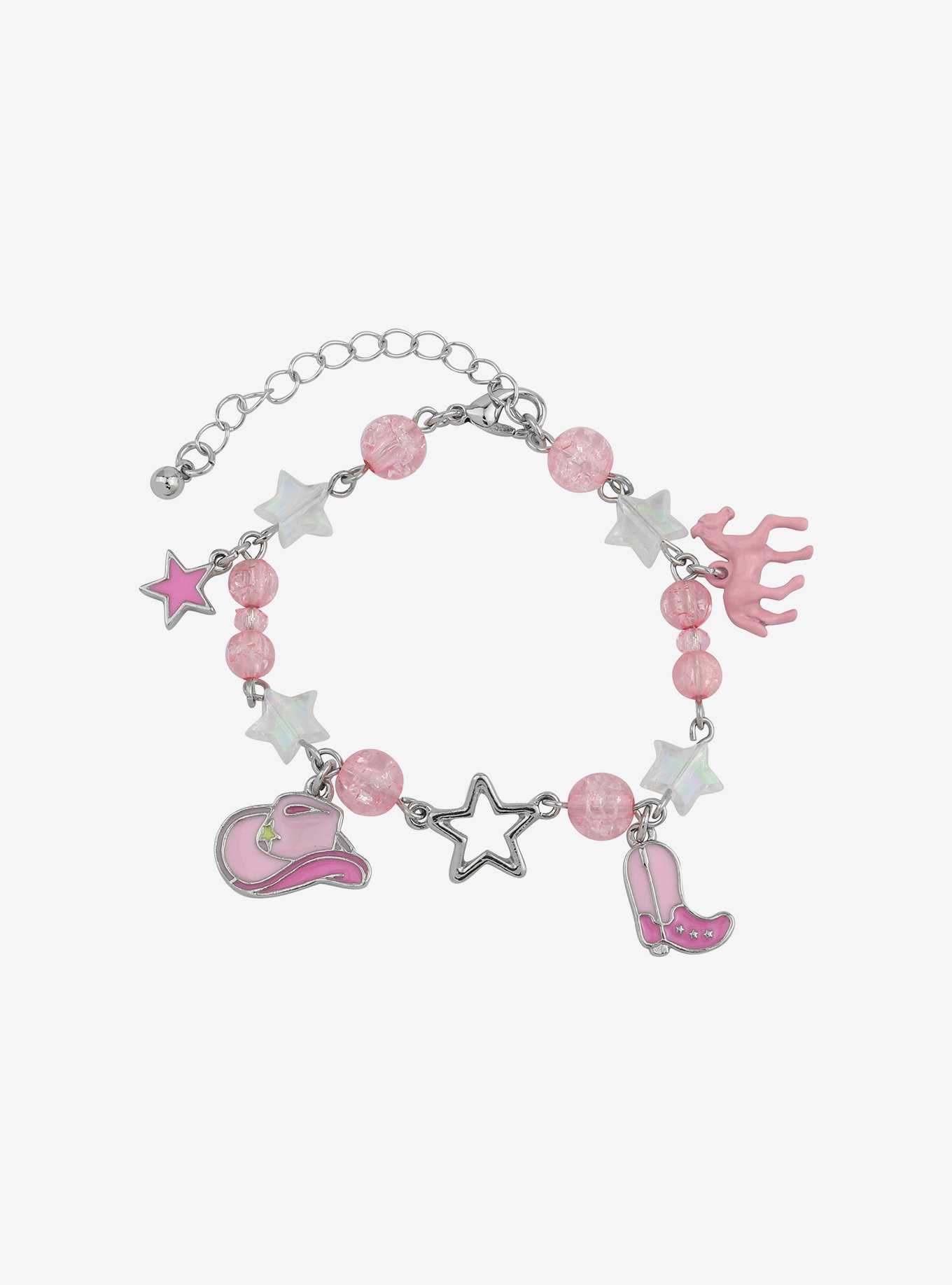 Sweet Society Pink Cowgirl Beaded Charm Bracelet, , hi-res