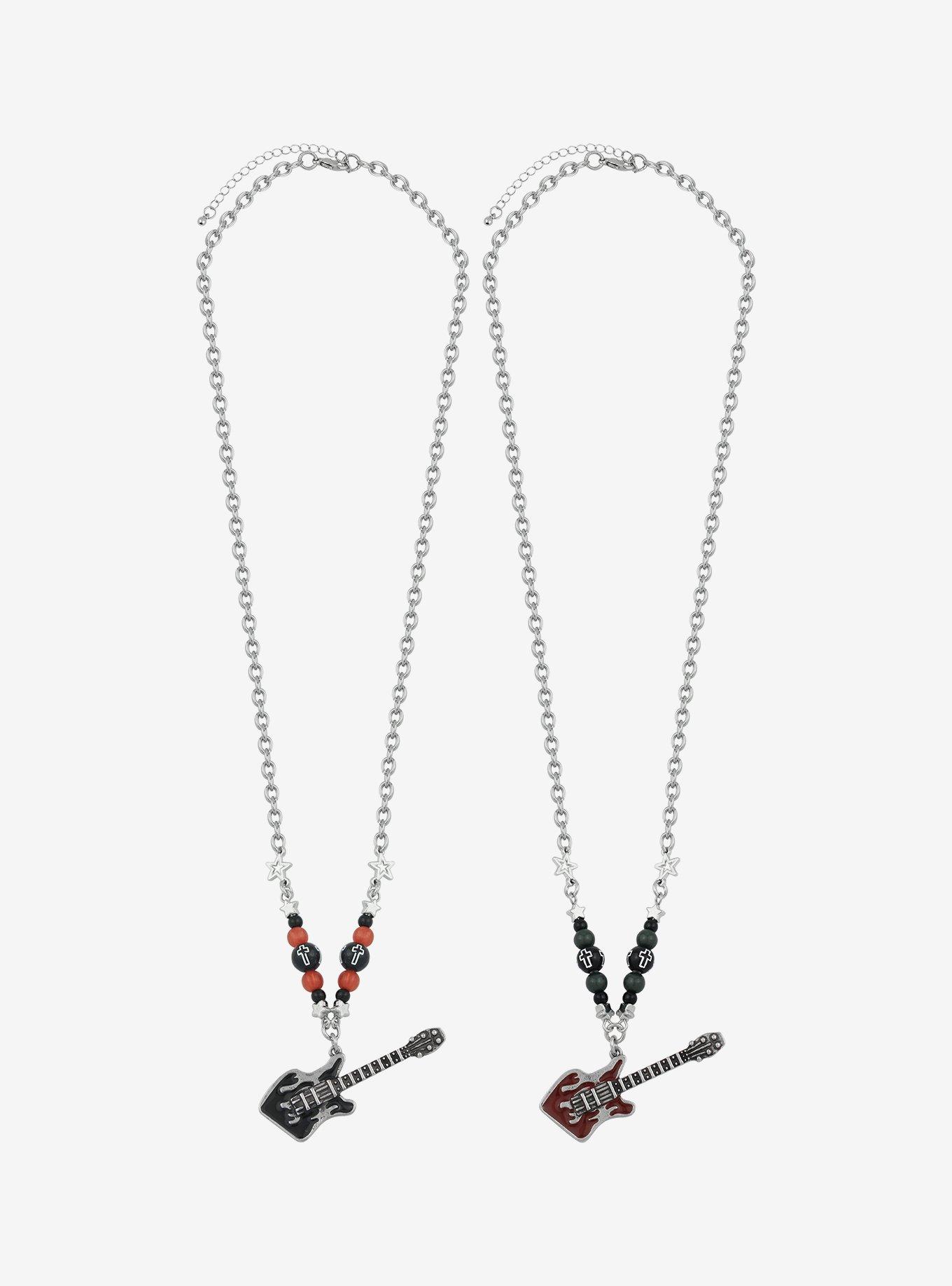 Social Collision Electric Guitar Best Friend Necklace Set