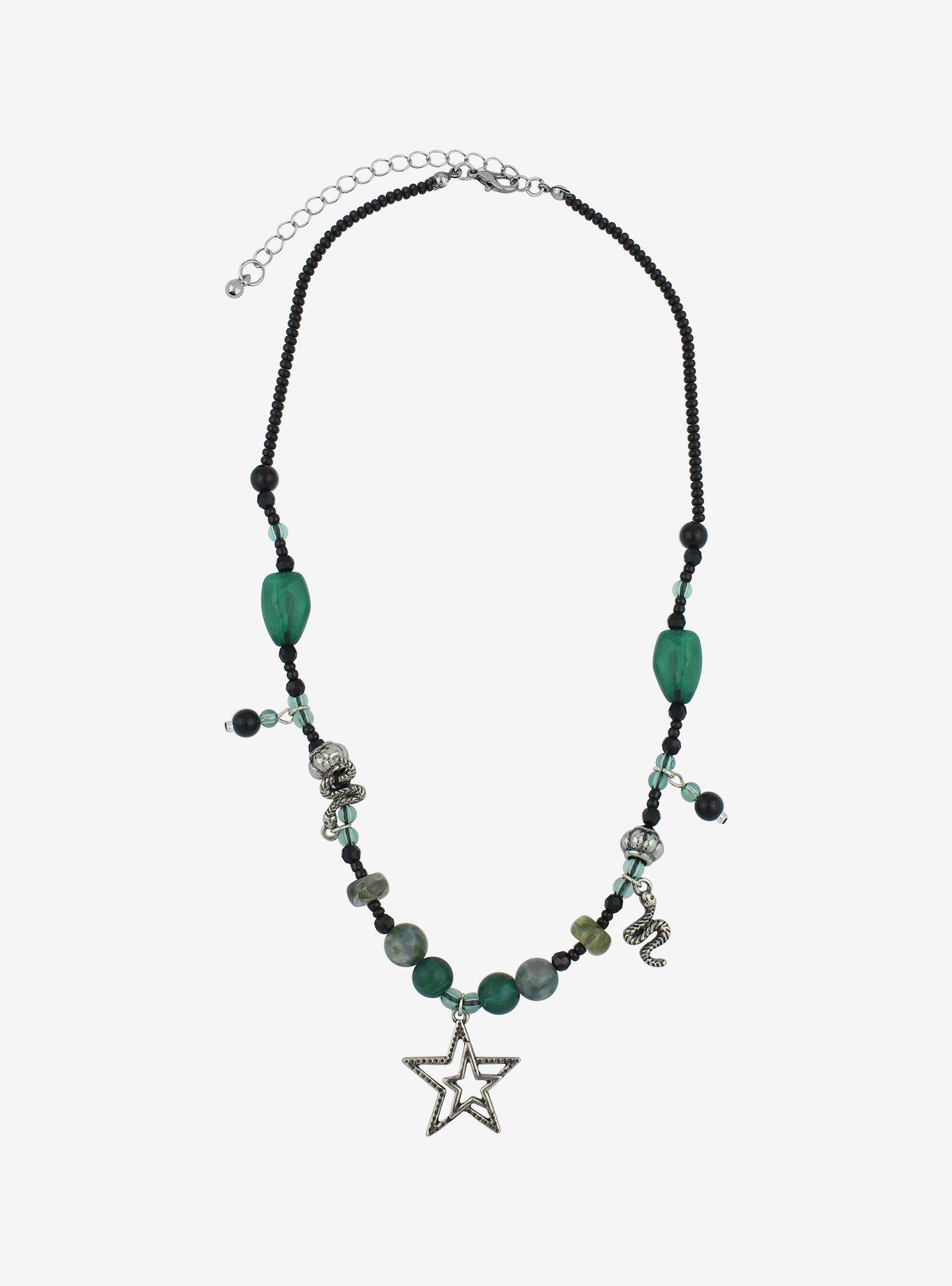 Thorn & Fable Star Green Bead Necklace, , alternate