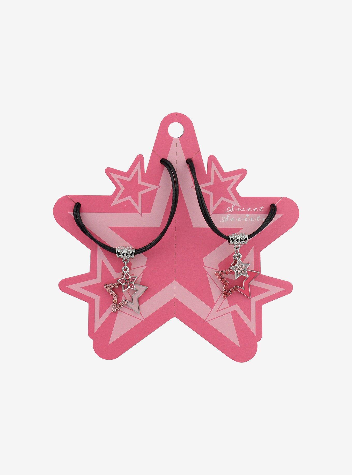 Sweet Society Pink Jeweled Star Best Friend Cord Necklaces, , alternate