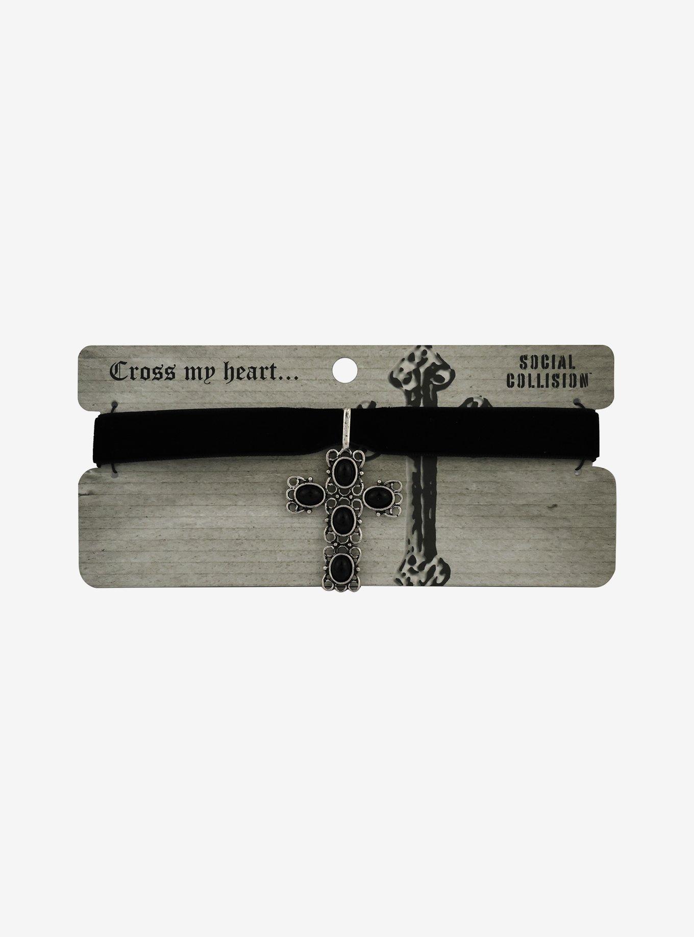 Social Collision Ornate Cross Chunky Choker, , hi-res