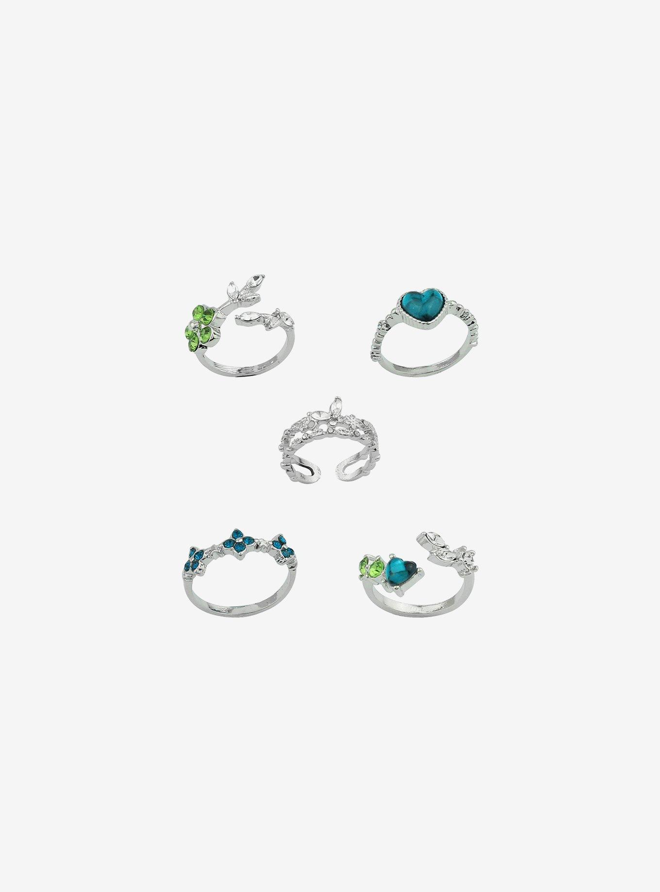 Sweet Society Blue & Green Gem Ring Set, , hi-res