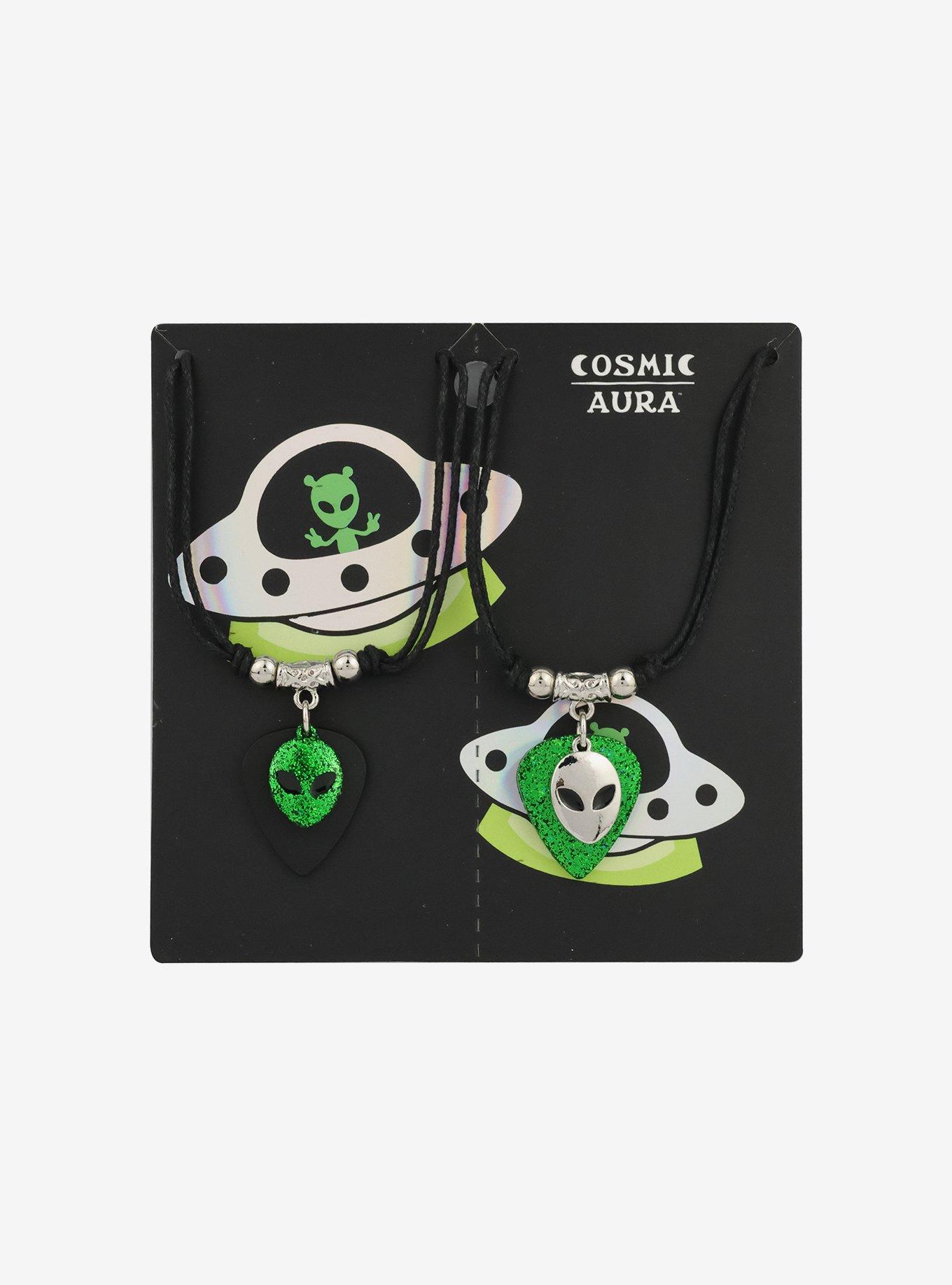 Cosmic Aura Alien Guitar Pick Best Friend Cord Necklace Set