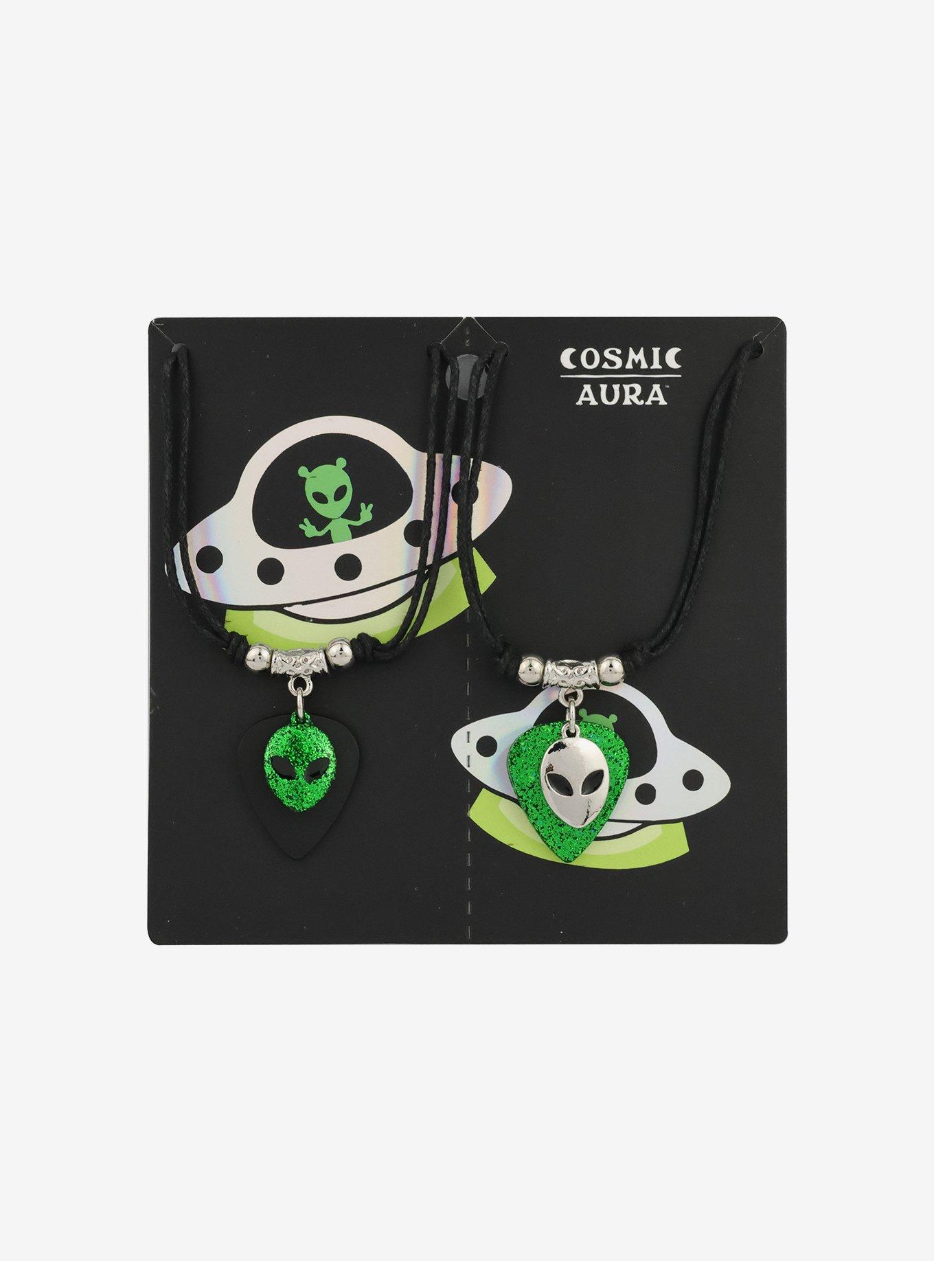 Cosmic Aura Alien Guitar Pick Best Friend Cord Necklace Set, , alternate