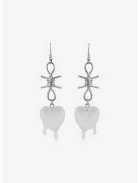 Drippy Heart Barbed Wire Drop Earrings, , hi-res