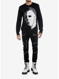 Halloween Michael Myers Mask Intarsia Sweater, BLACK, alternate
