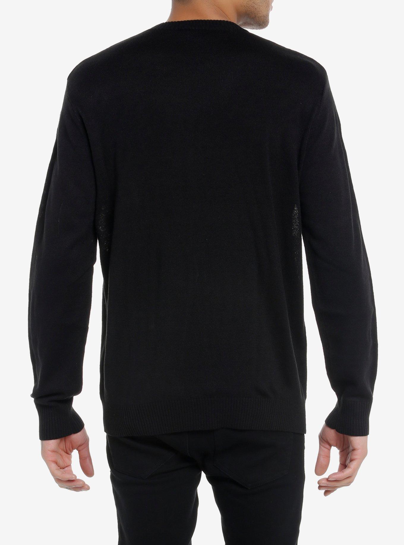 Halloween Michael Myers Mask Intarsia Sweater, BLACK, alternate