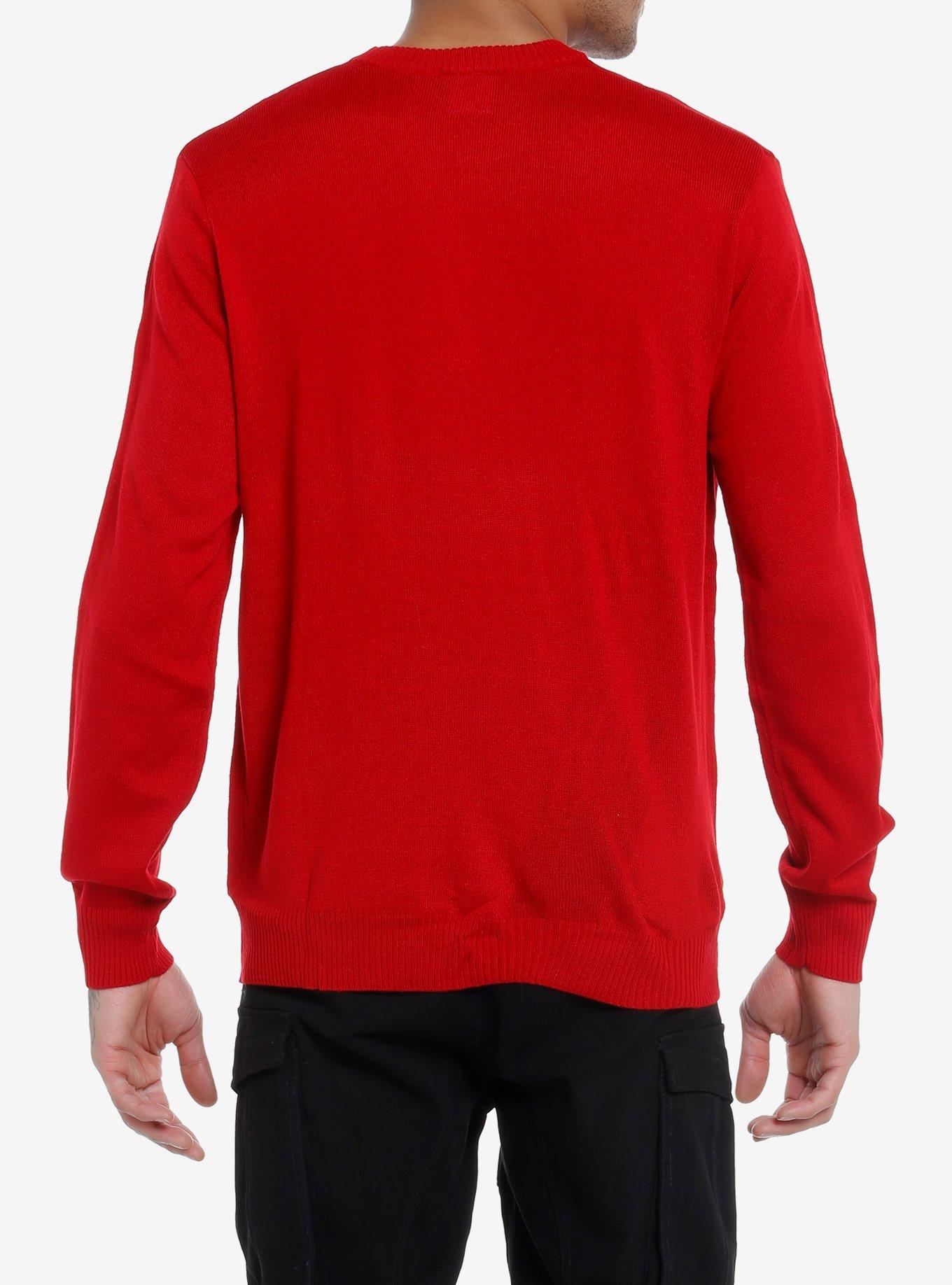 One Piece Luffy Intarsia Knit Sweater, RED, alternate