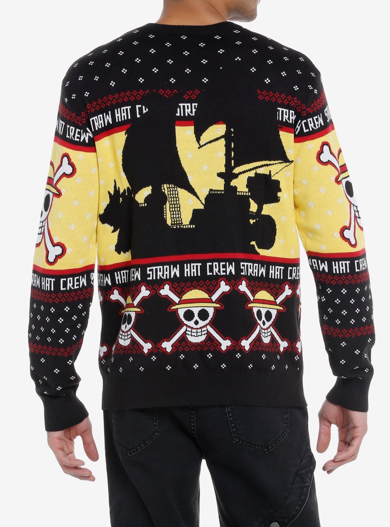 One Piece Straw Hat Crew Intarsia Knit Sweater, MULTI, alternate