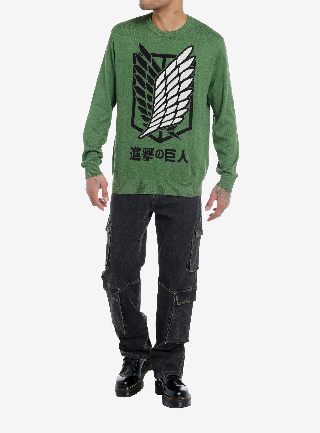 Attack On Titan Scout Regiment Intarsia Knit Sweater, GREEN, alternate