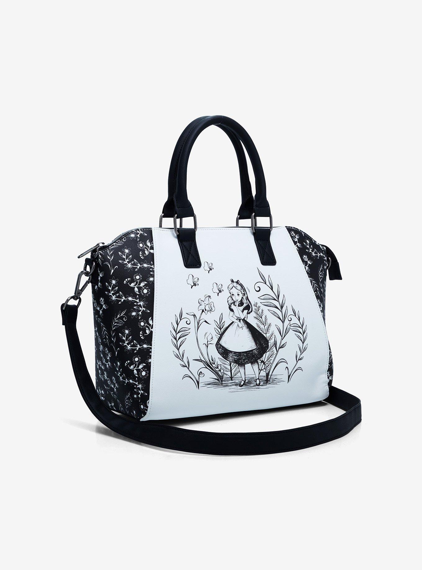 Loungefly Disney Alice In Wonderland Black & White Satchel Bag, , alternate