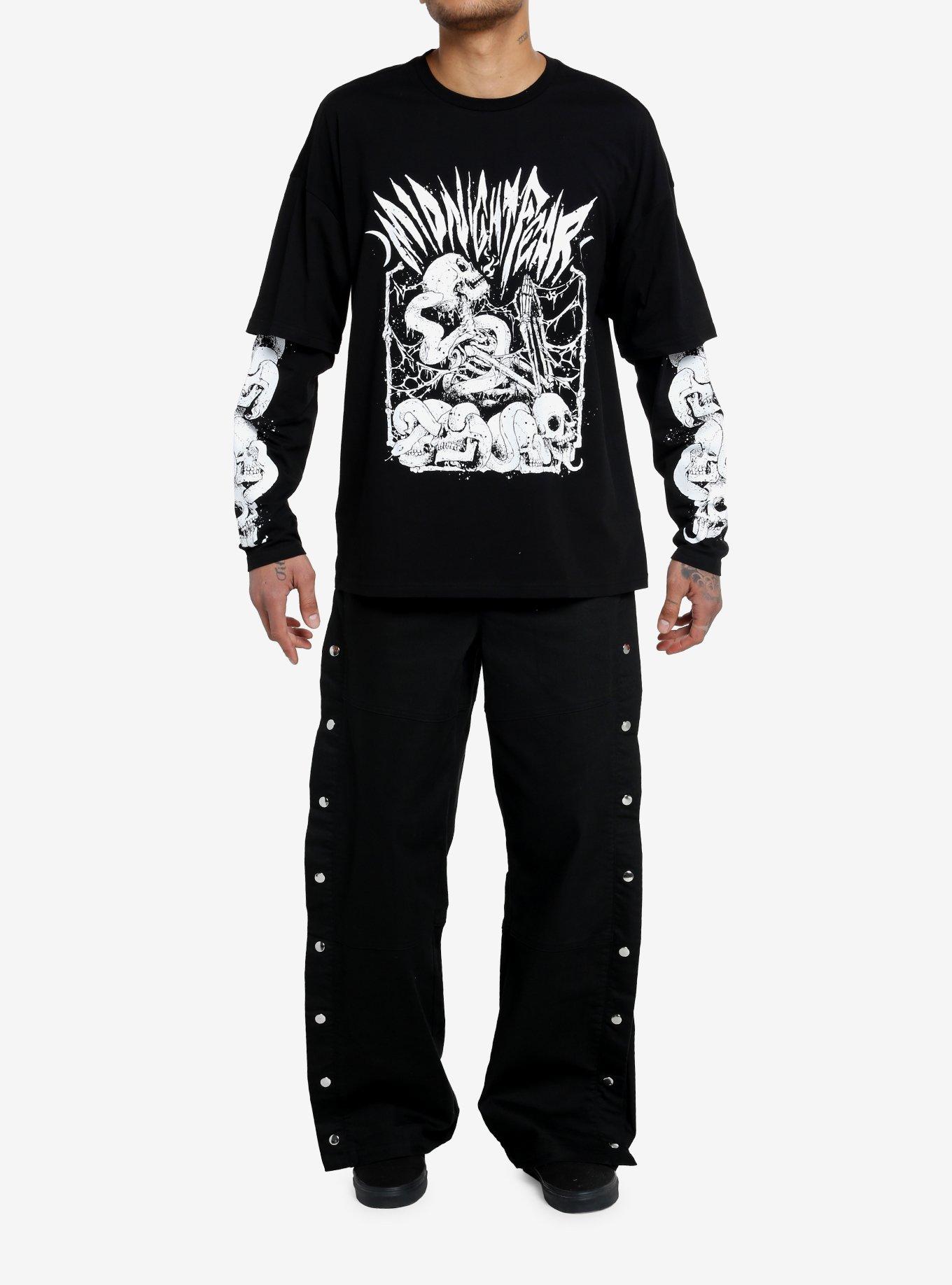 Midnight Fear Skulls & Snakes Oversized Long-Sleeve Twofer, , alternate