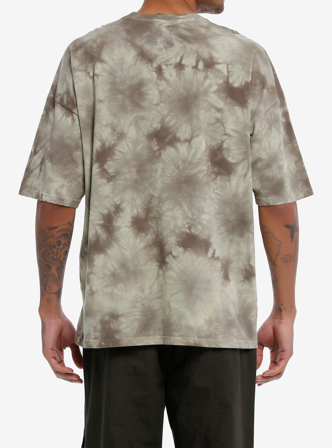 Thorn & Fable Winged Skeleton Cemetery Tie-Dye T-Shirt, GREY, alternate