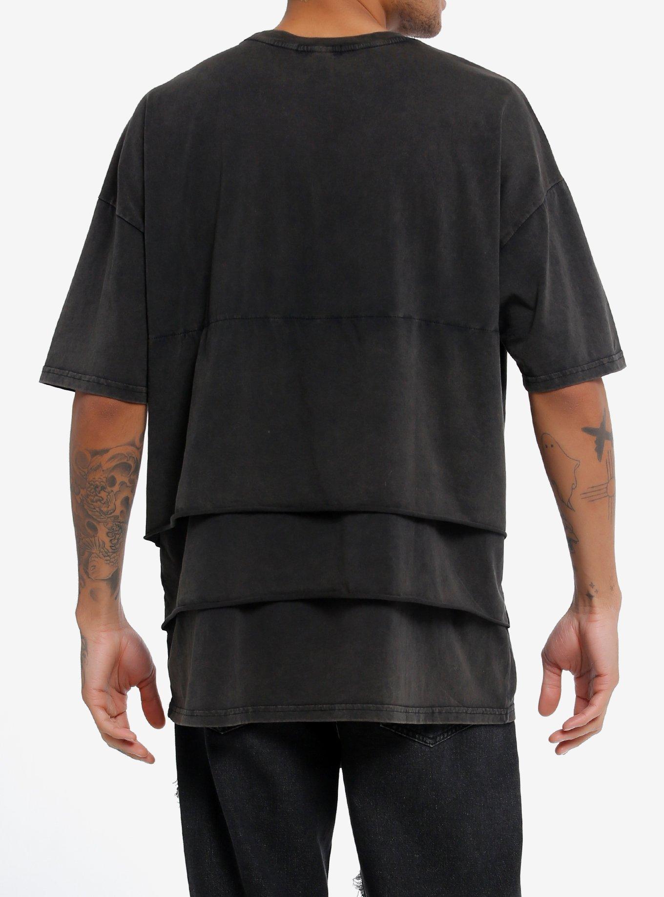 Social Collision Skull Alone Layered Oversized T-Shirt, , alternate