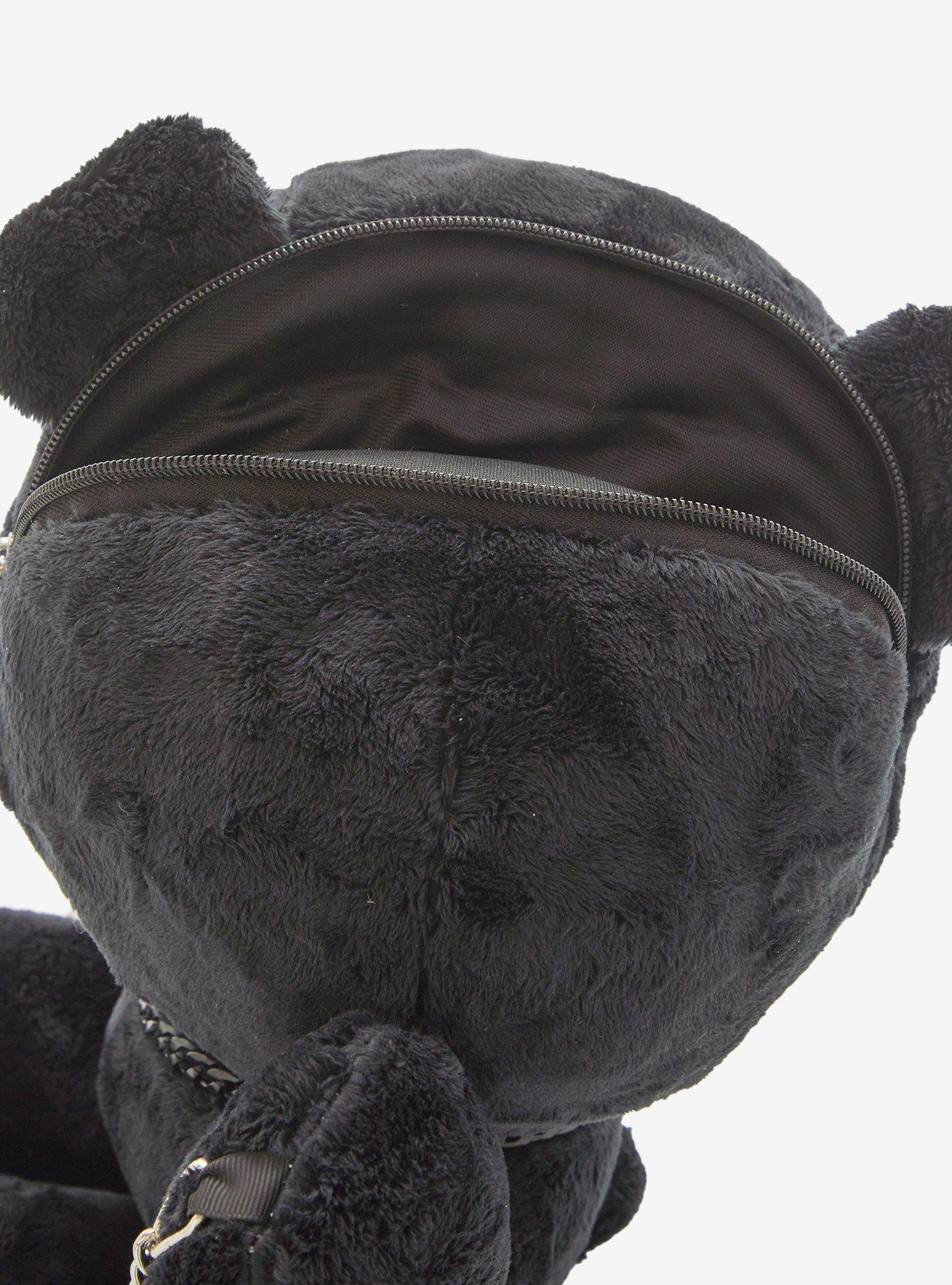 Black Hugging Bear Plush Crossbody Bag, , alternate