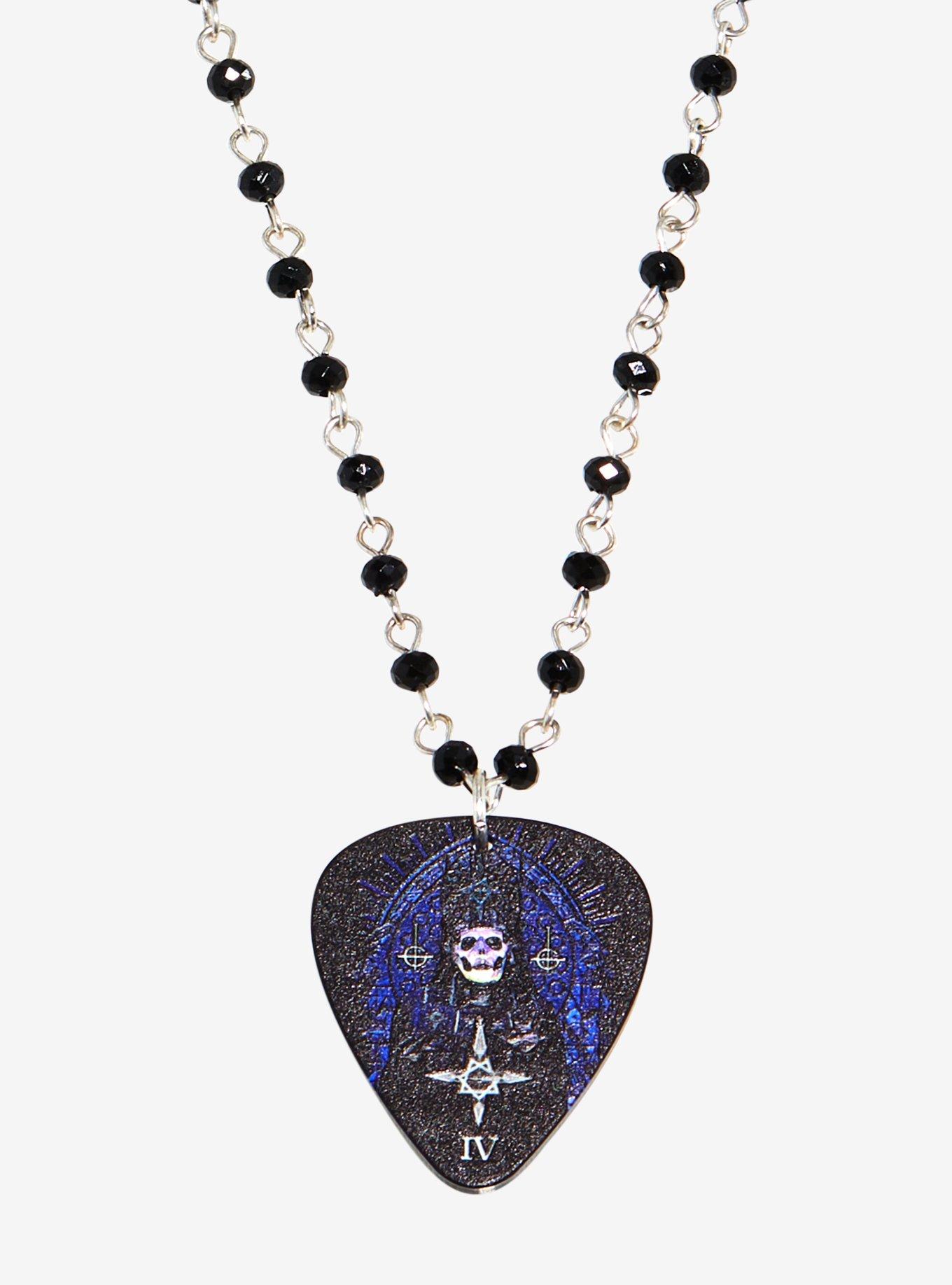 Ghost Guitar Pick Pendant Necklace, , alternate