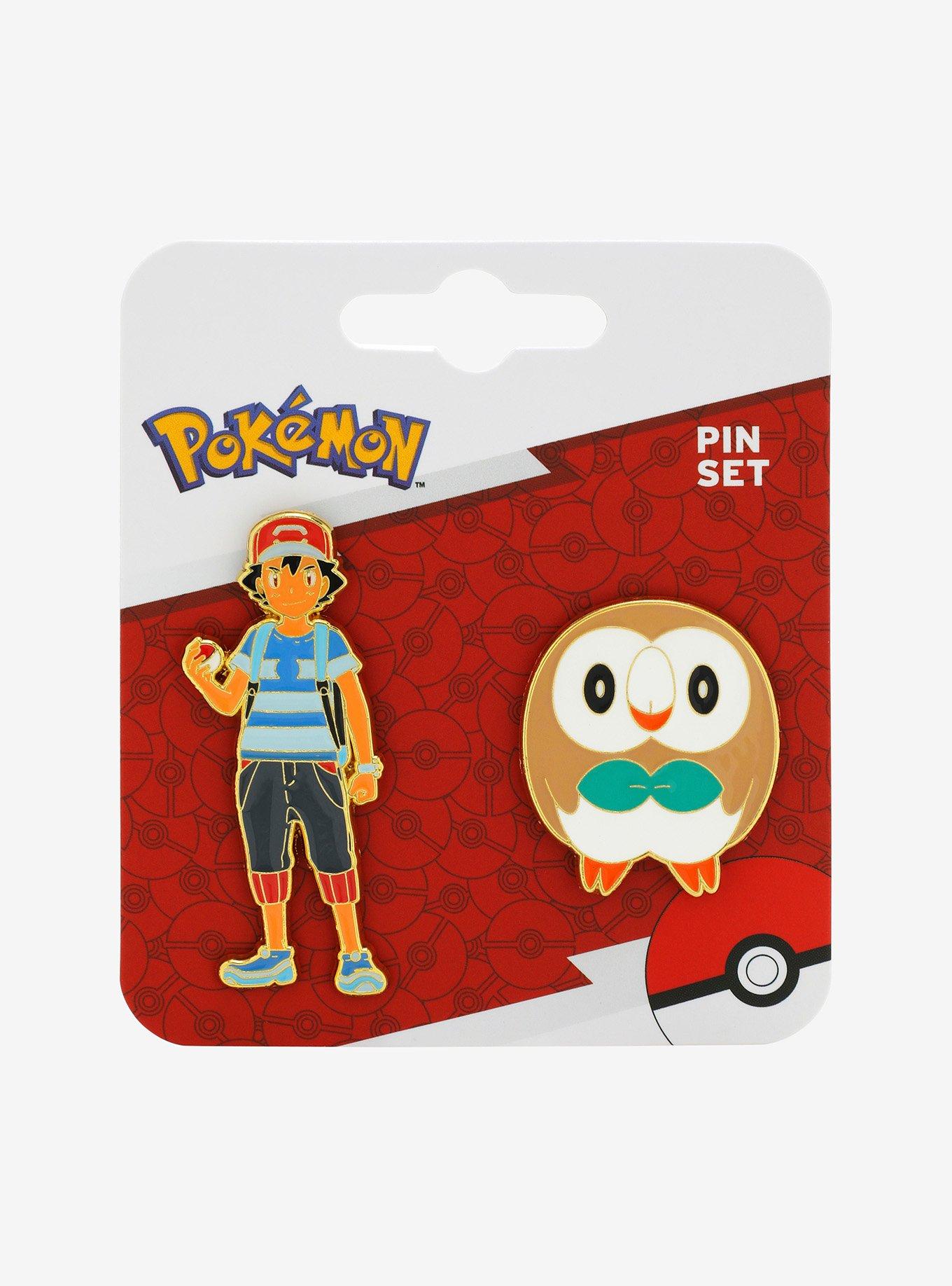 Pokémon Ash & Rowlet Enamel Pin Set — BoxLunch Exclusive, , hi-res