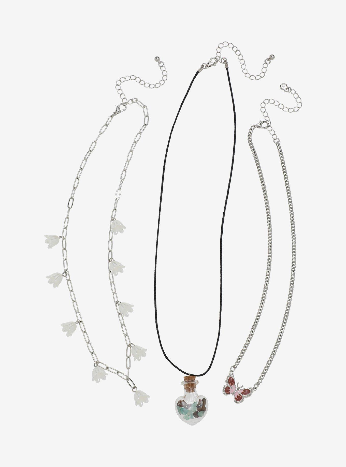 Thorn & Fable Flower Butterfly Bottle Necklace Set, , hi-res