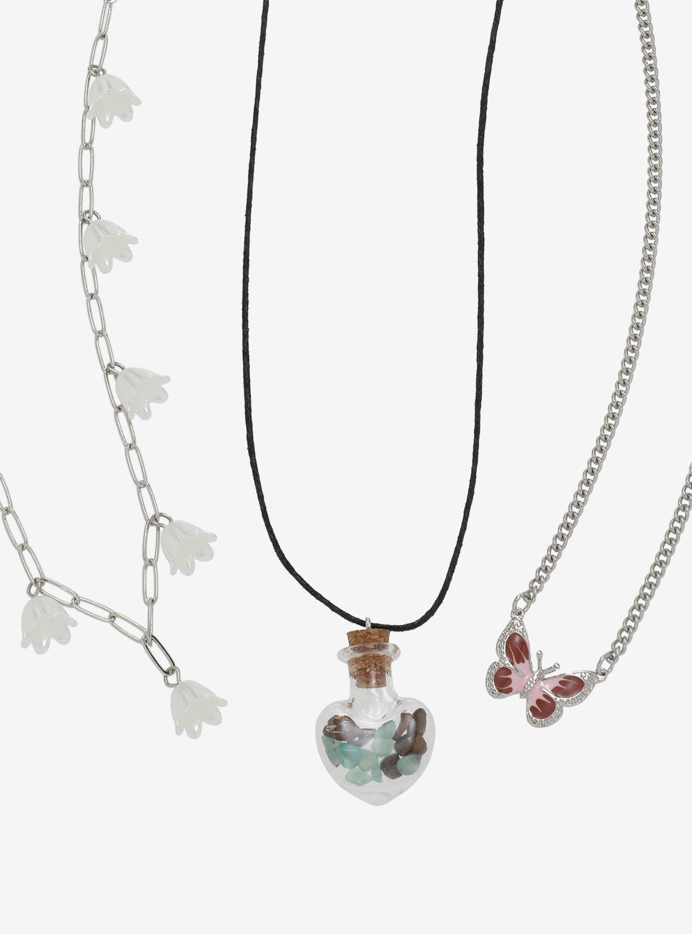 Thorn & Fable Flower Butterfly Bottle Necklace Set, , alternate