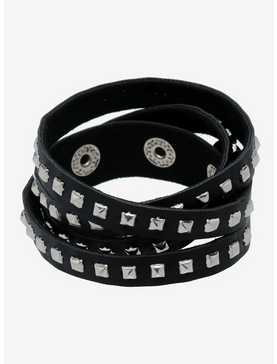 Social Collision Stud Faux Leather Wrap Bracelet, , hi-res